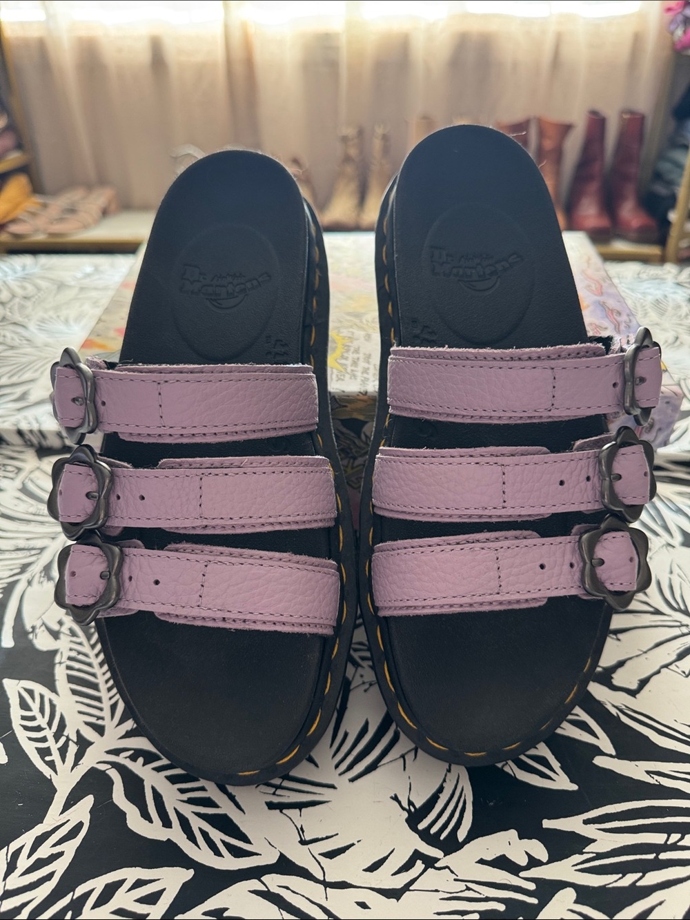 Dr. Marten’s slide sandals flower edition